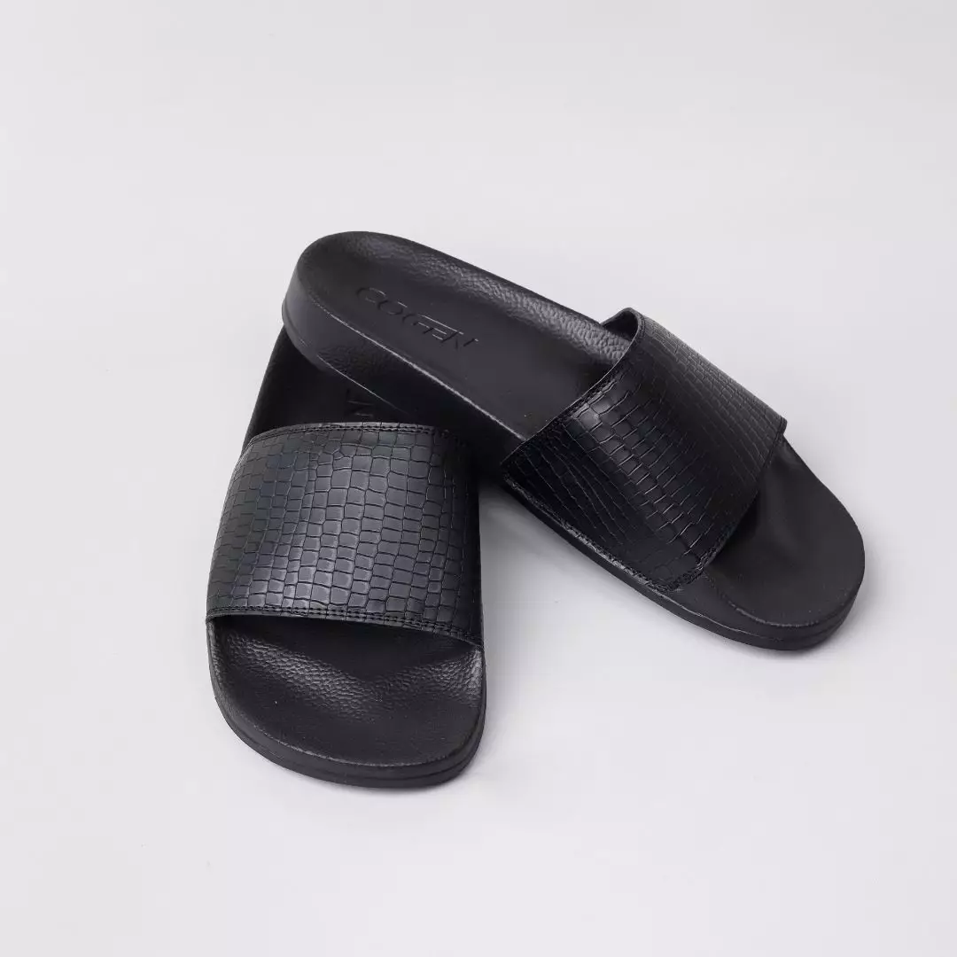 Cogen Sandal Pria Sendal Slop Croco Series Original Hitam