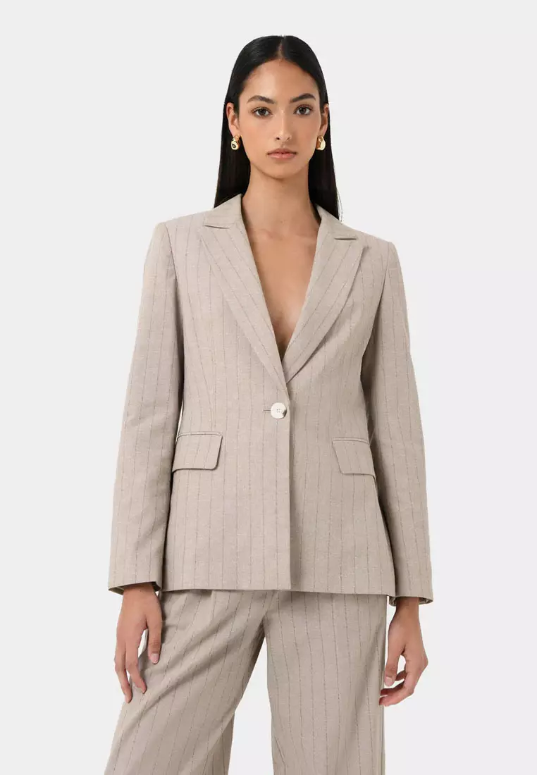 Ria Stripe Cotton Blend Jacket