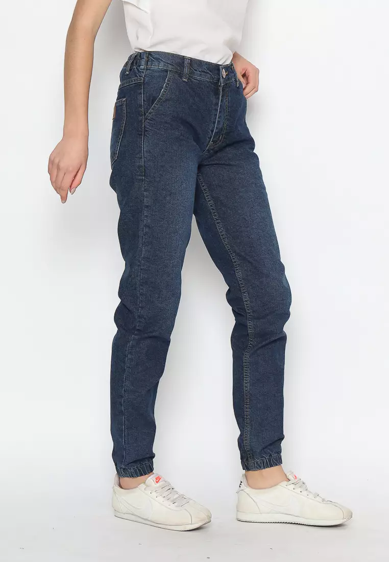 Jogger Jeans Stretch Female Biru Tua 242304
