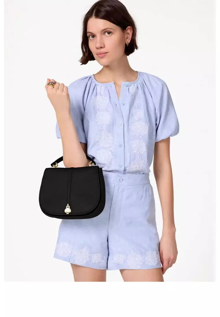 Kayla Pebbled Leather Saddle Bag