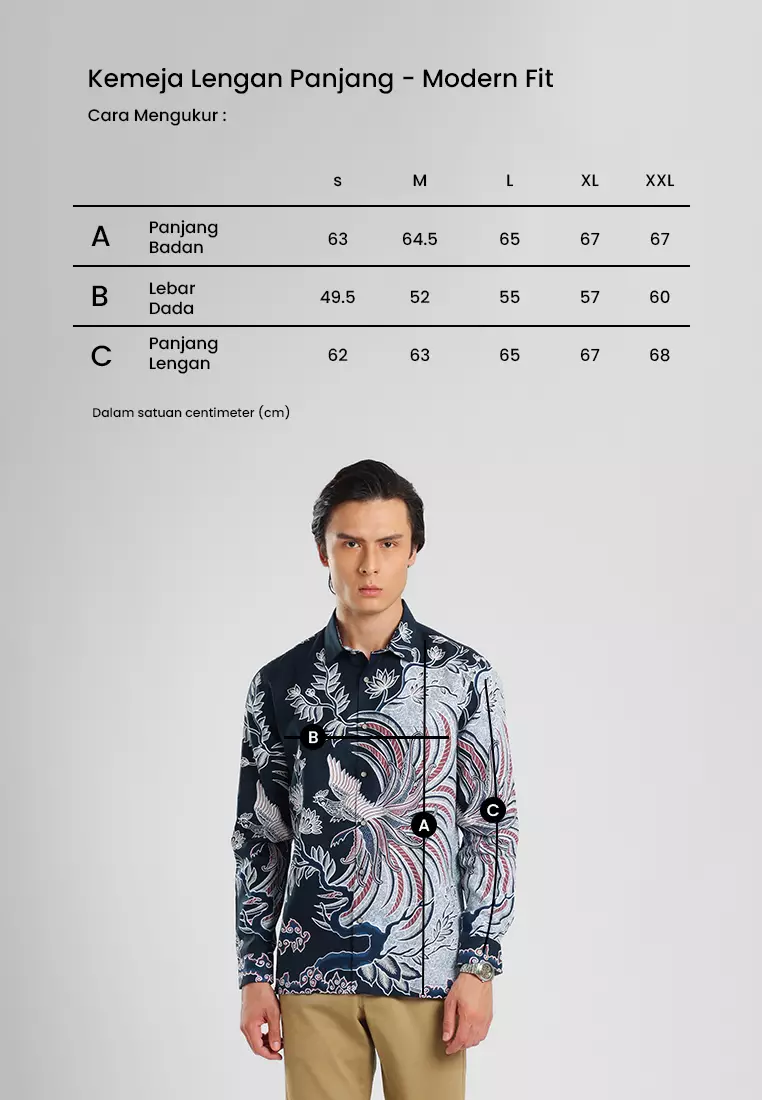 MANZONE - Kemeja Batik Lengan Panjang Pria Astagina Modern Fit - Navy Warna Navy