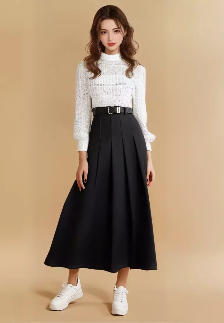 Buy Sunnydaysweety Temperament new suit skirt A-line pleated skirt