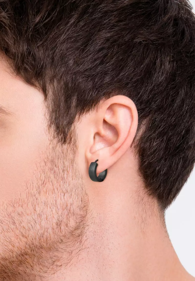 EXCLUSIVE Anting Perhiasan Perak 925 Pria Creole Circle Matt Oxide
