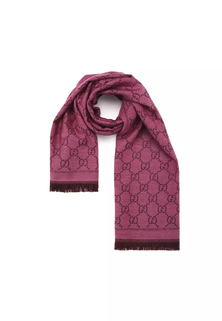 Gucci Gg Jacquard Pattern Knitted Scarf
