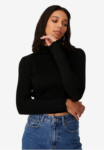 Cotton On black Easy Variegated Ribbed Turtleneck Sweater 80BDFAAB985CE9GS_1