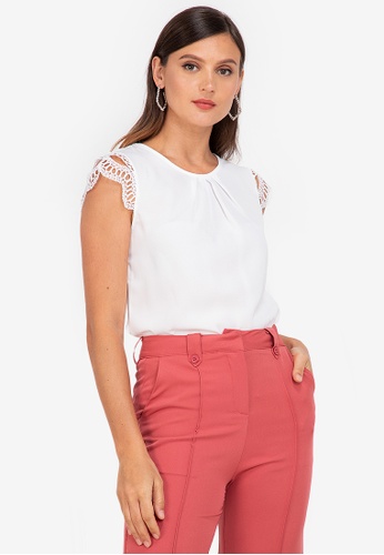 ZALORA WORK white Lace Sleeves Top 24E78AA1B17039GS_1