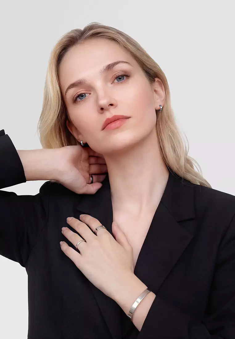 Line Earring Polished Silver 3.5mm - Unisex Earrings for women and men stainless steel Earrings DW Official Authentic Original perempuan lelaki DW