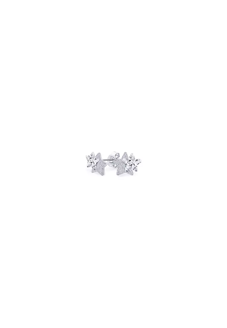 925 Sterling Silver Star Earrings SS118 Plated White Gold