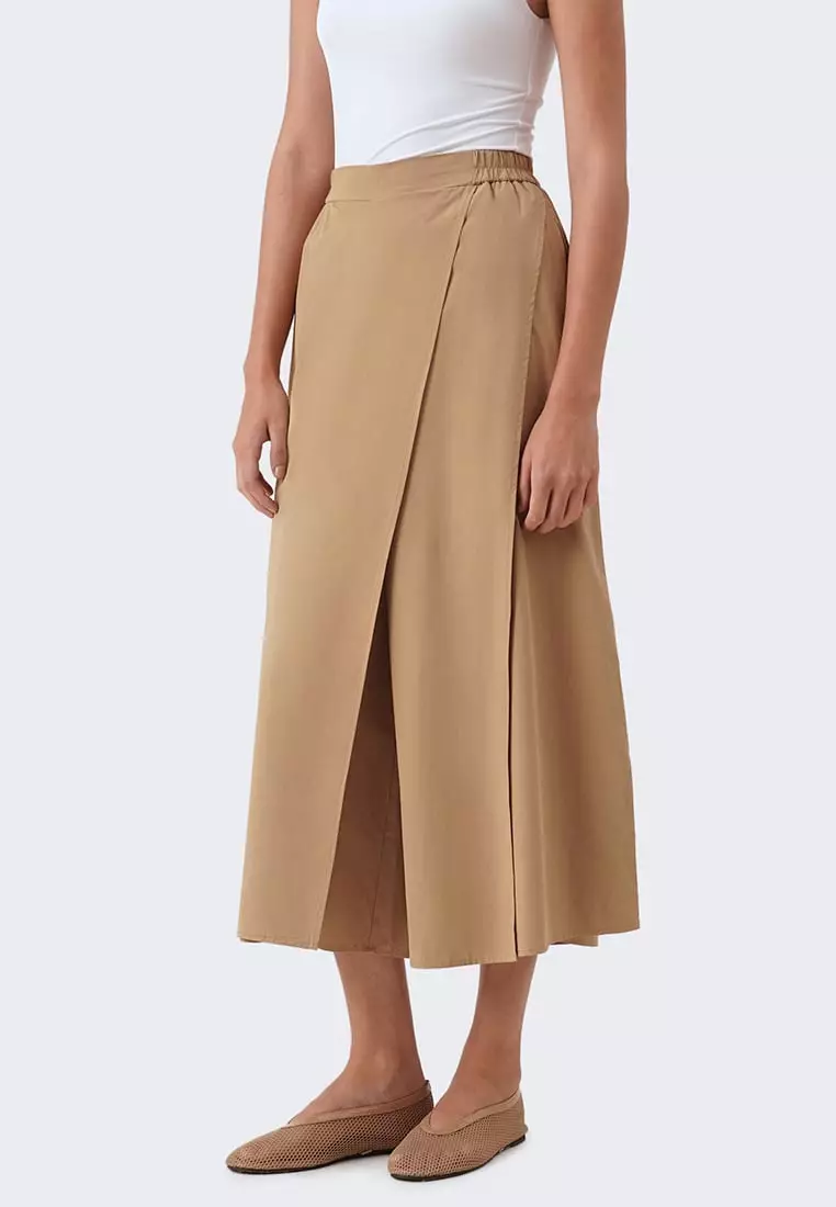 Women's Faux Wrap Elastic Wide Culottes