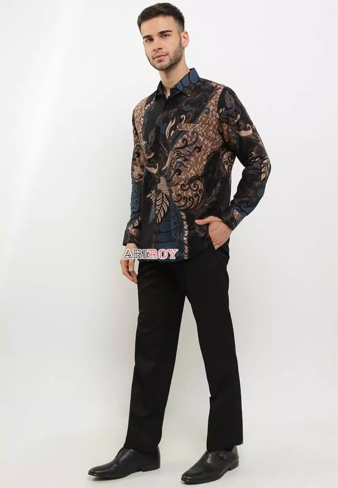 Kemeja Batik Pria Premium Slimfit Elegant Modern Lengan Panjang Jatimerta Blu