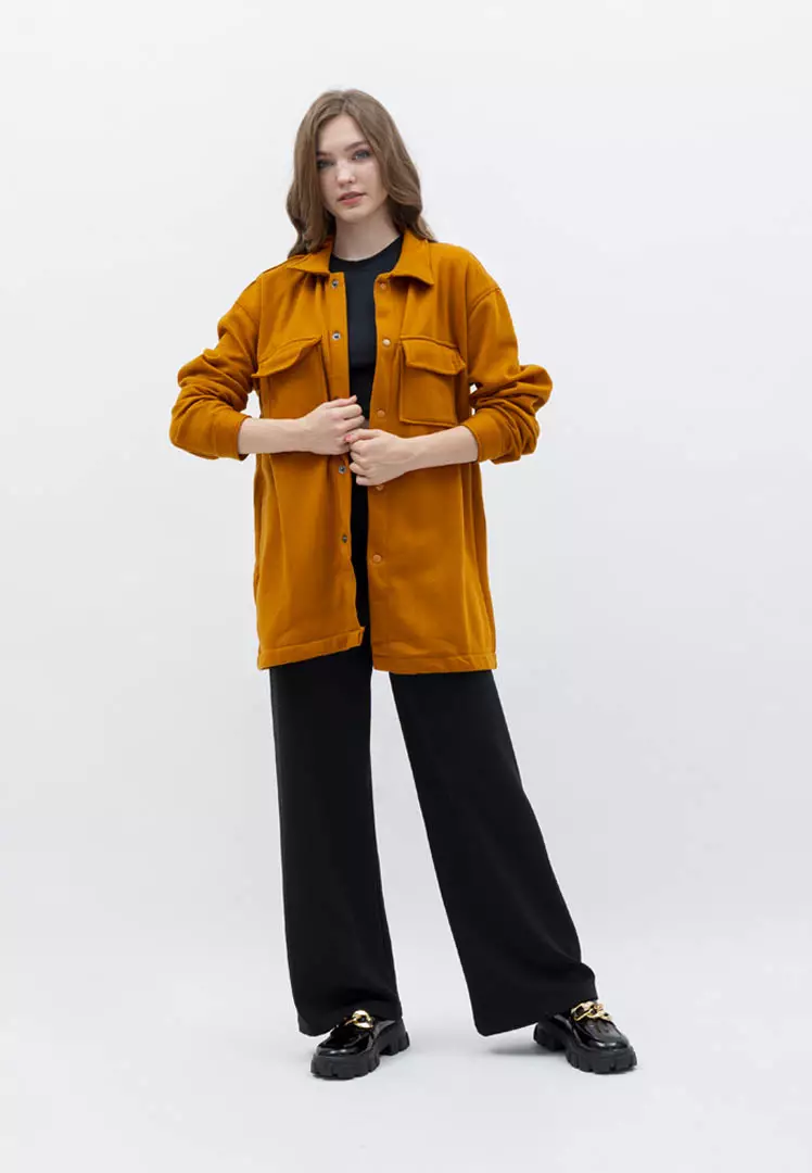 Houseofcuff Jaket Kemeja Casual Pria Wanita Unisex Soft Fleece Mustard