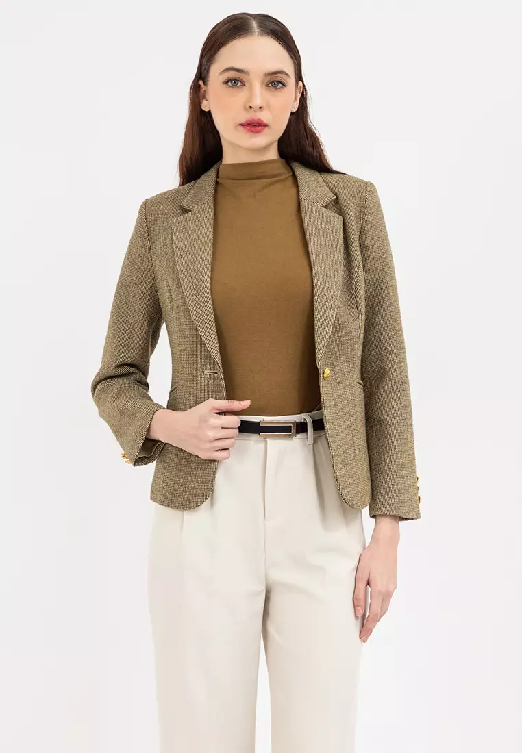 Slim Micro Houndstooth Blazer