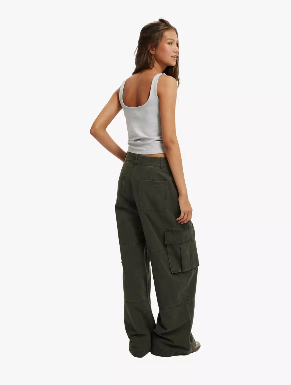 Cotton On - PANTS - Benny Cargo Pant - DARK WASHED GREEN