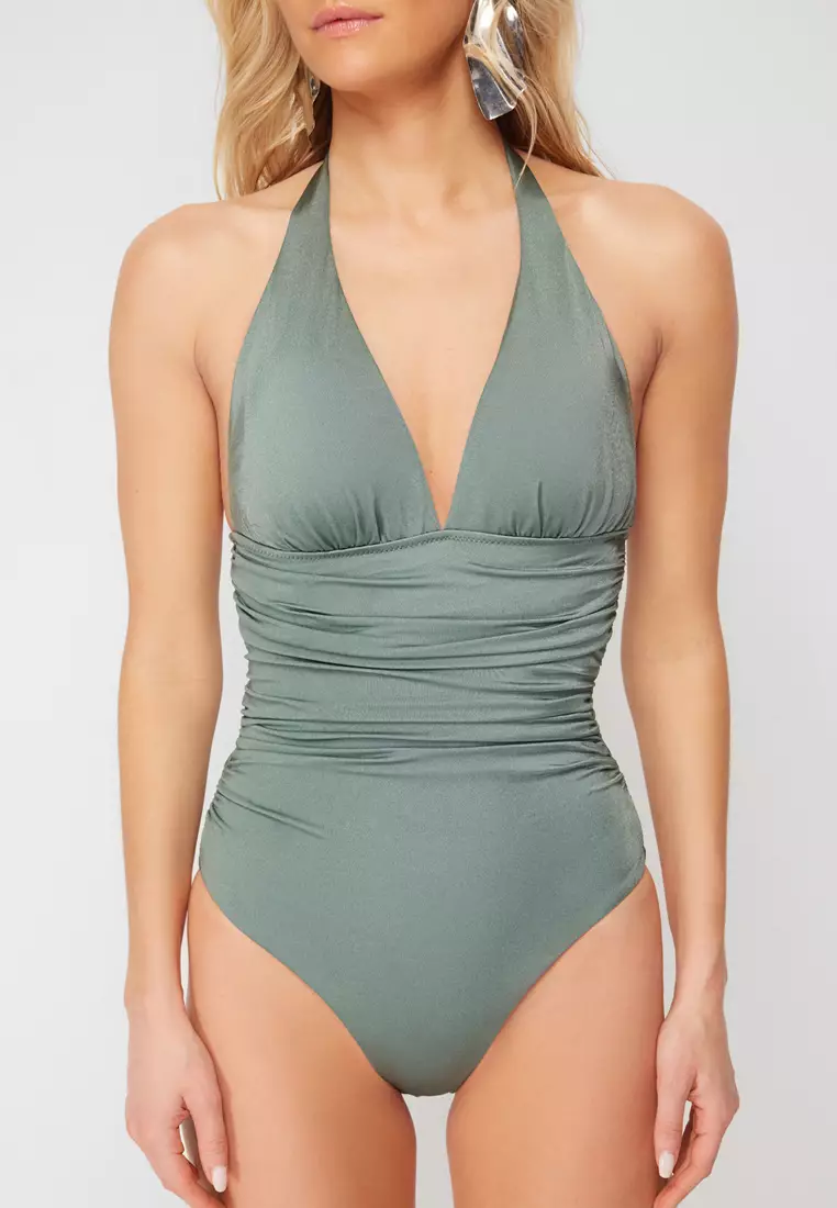 Mint V-Neck Compacting Regular Swimsuit