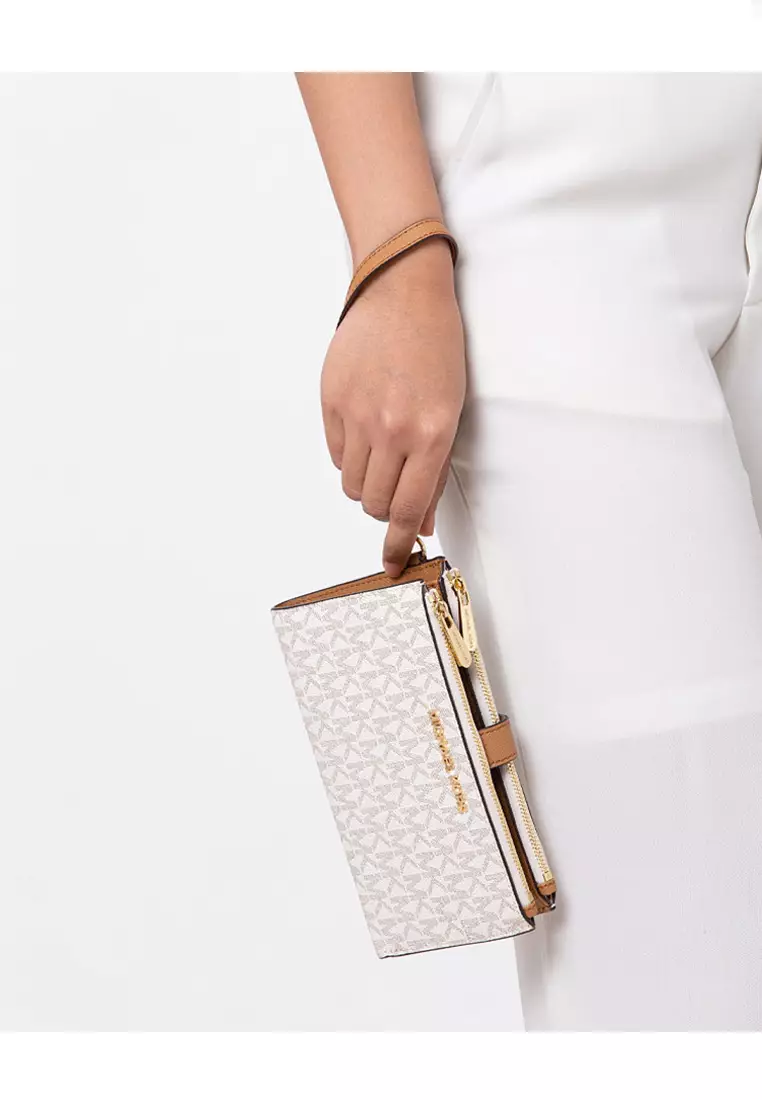 Michael kors jet set travel double deals zip wallet