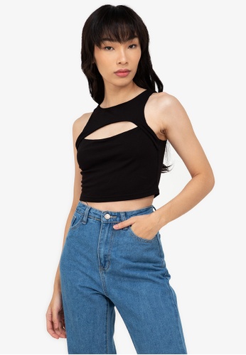 Buy ZALORA BASICS Front Cut Out Halter Top 2023 Online | ZALORA Singapore