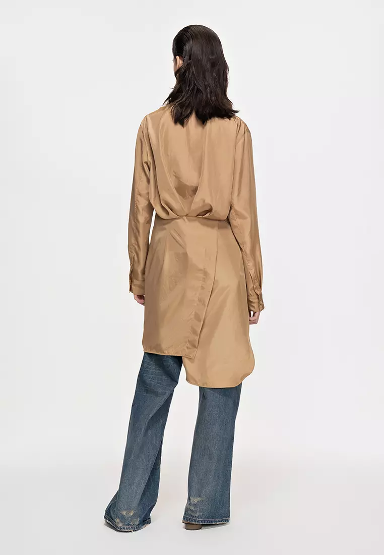 Plain Weave X-Line Loose Everyday Casual Long Sleeve Dress