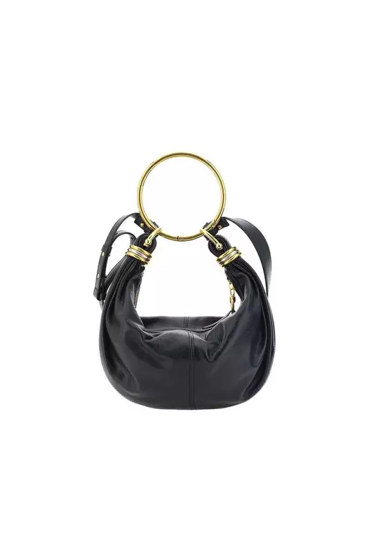 Leather Bracelet Handbag with Brass