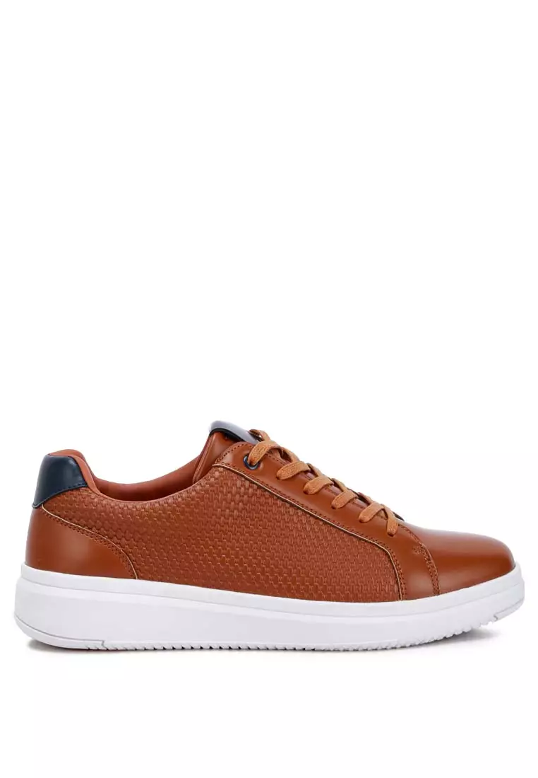 Discount on London Rag  shoes - SKU: Men's Faux Leather Lace-up Sneakers in Tan