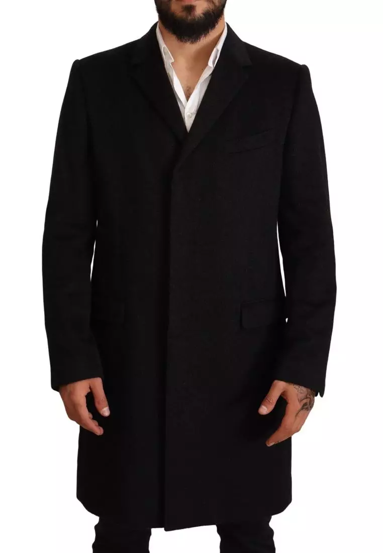 Buy Dolce Gabbana Dolce Gabbana Gray Long Cashmere Coat Jacket