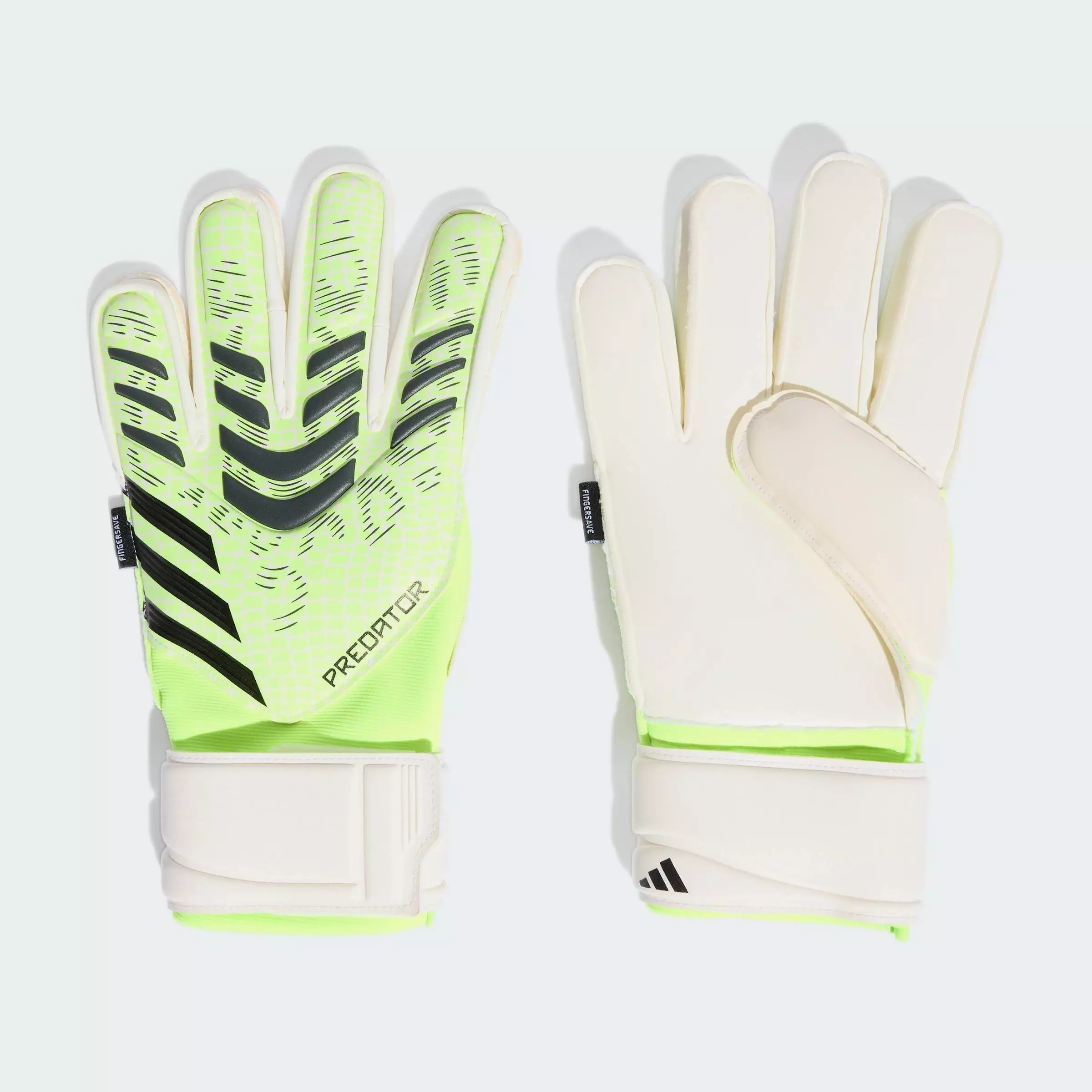 Football Predator Match Fingersave Goalkeeper Gloves Unisex Green JN5353