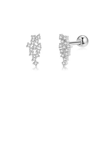 Glamorousky white 925 Sterling Silver Simple Fashion Geometric Stud Earrings with Cubic Zirconia D6E28AC70FDC30GS_1