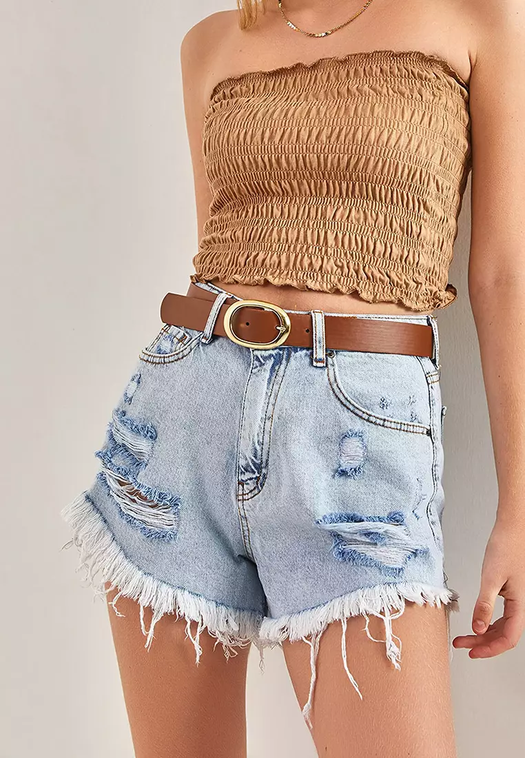 Jual Bianco Lucci Ripped Denim Shorts Original 2025 ZALORA