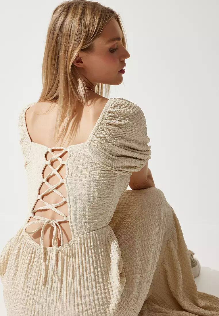 Lace-up Midi Dress