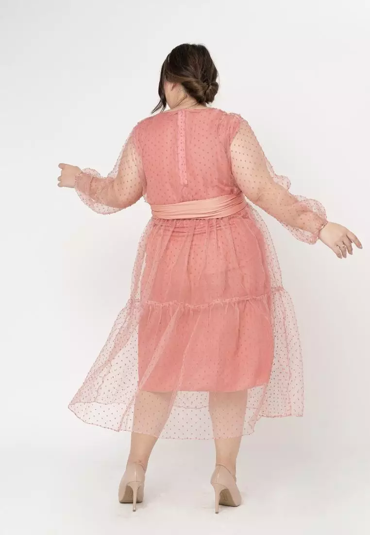 Plus Size Dress Valencia Coral Pink