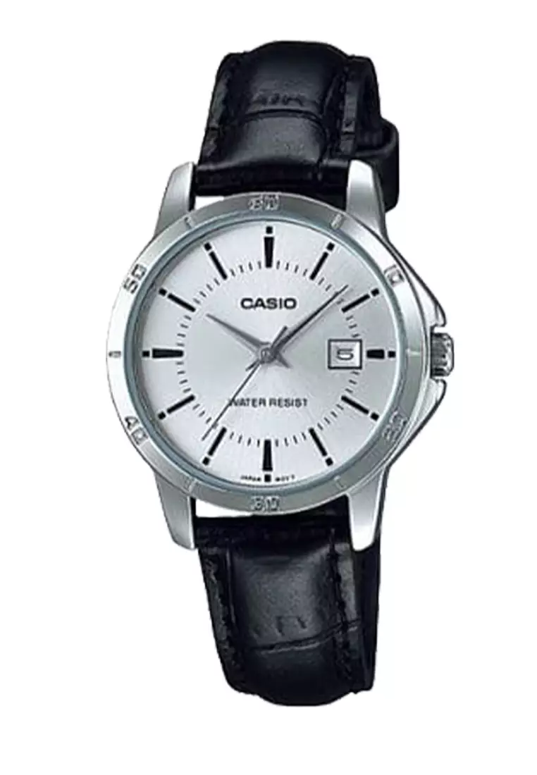 CASIO LTP-V004L-7AUDF Analog Black Leather Strap 30.2mm Unisex