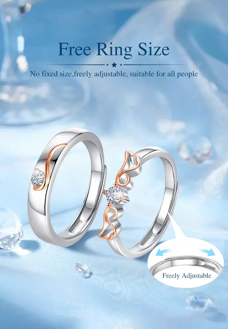 Cincin Couple Original Angel Wings Design Korea Fashion Perhiasan Hadiah Cincin Wanita Pria