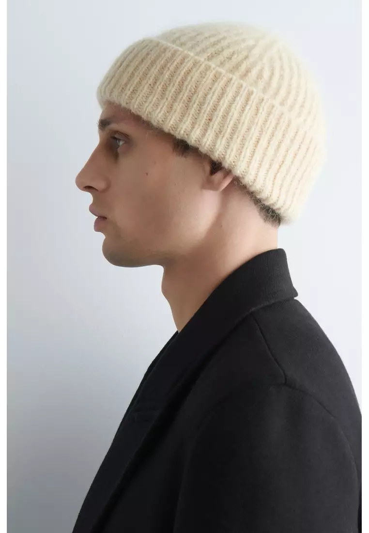 SPACE-DYED BRUSHED WOOL-BLEND BEANIE