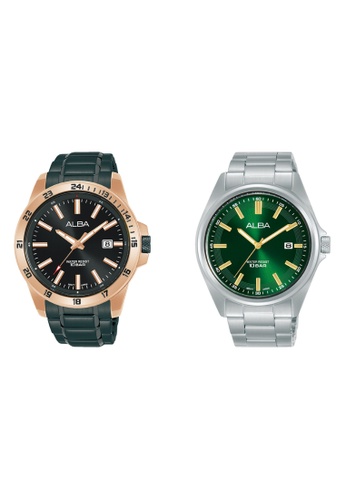 ALBA PHILIPPINES black and green and bronze Alba By Seiko Watch Gift Set Bundle For Men (AS9M16 + AS9N55) 19089ACC6D66C6GS_1
