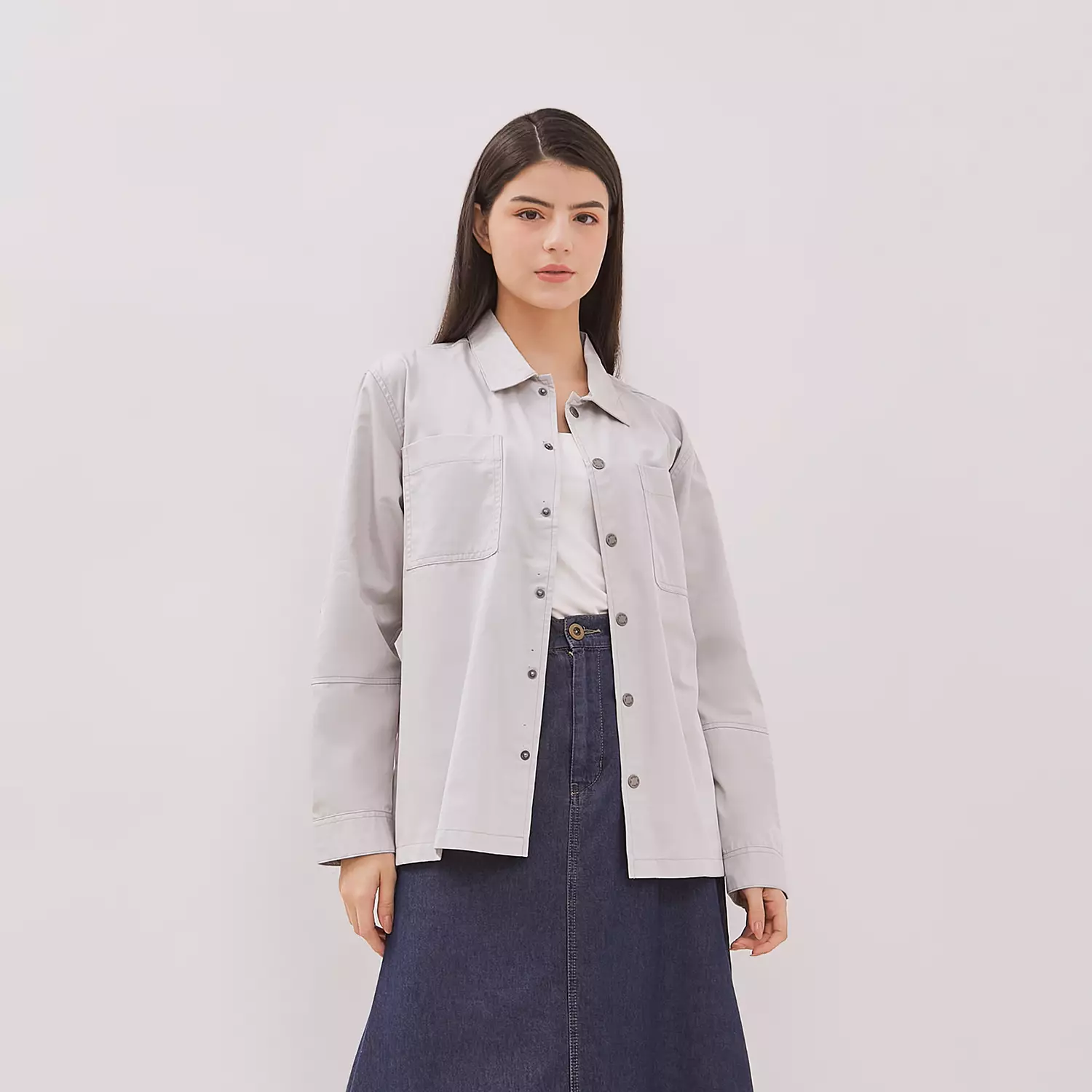 DUST Shirt Jacket Unisex Riku Light Grey TENCEL™  (D.6201-U)