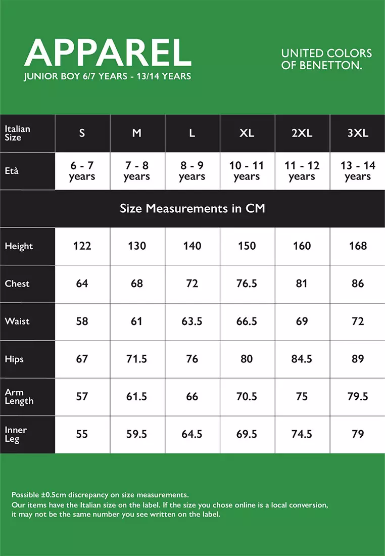 United colors of benetton shoes size chart hotsell