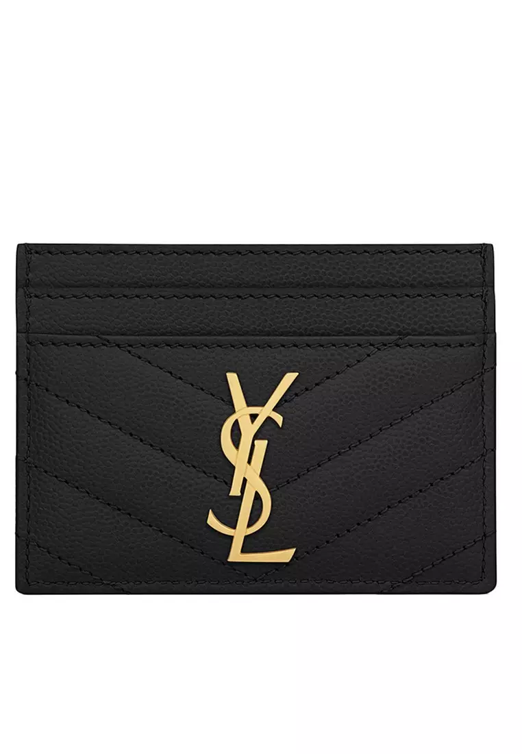 Ysl card holder best sale gold