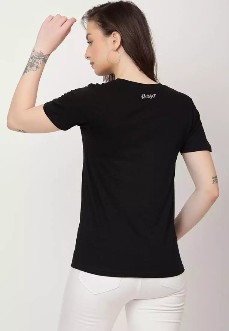 Inner Peace Relaxed Short Sleeve Stylish Black Cotton Casual Graphic Print Tee/TShirt