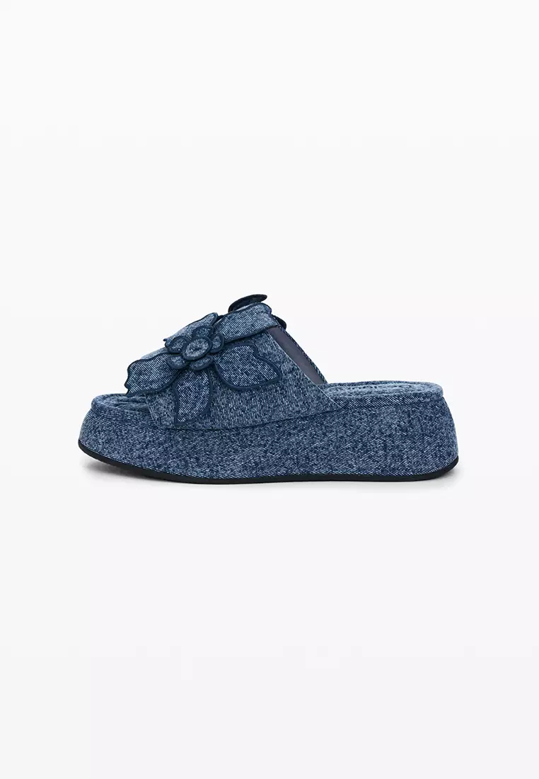 Denim platform sandal