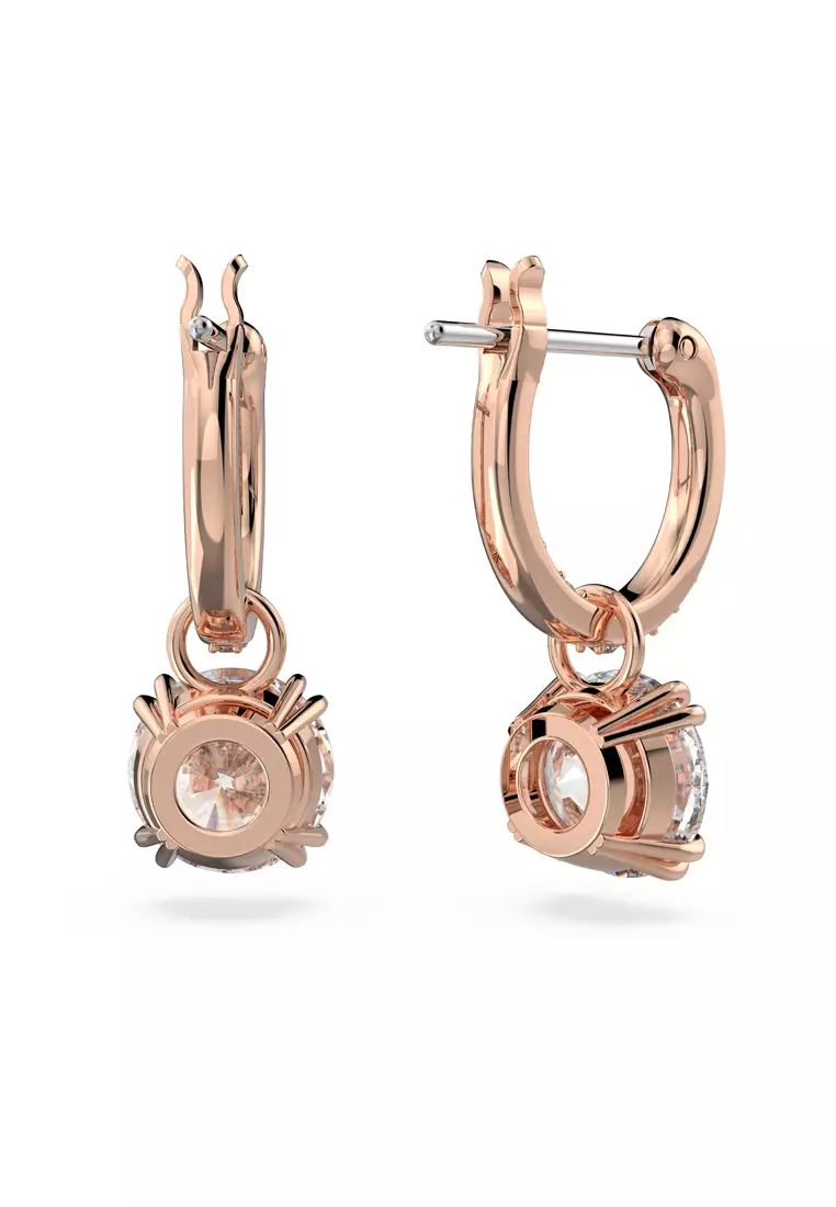 Buy Swarovski Constella drop earrings, Round cut, White, Rose gold-tone ...