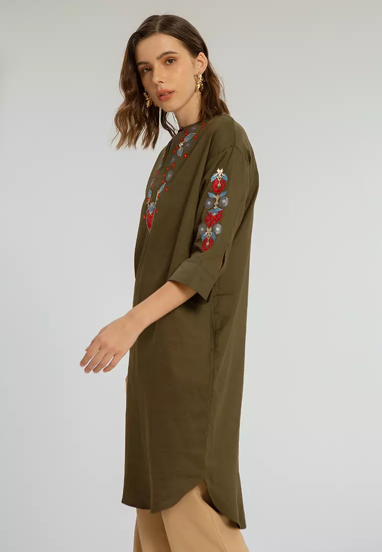 Midi Emb Dress IVY GREEN S