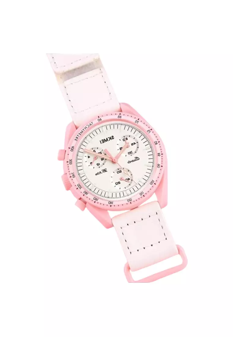 Jam Tangan Pria Analog Wanita 1982 Nylon Strap Tahan Air ORIGINAL - Pink