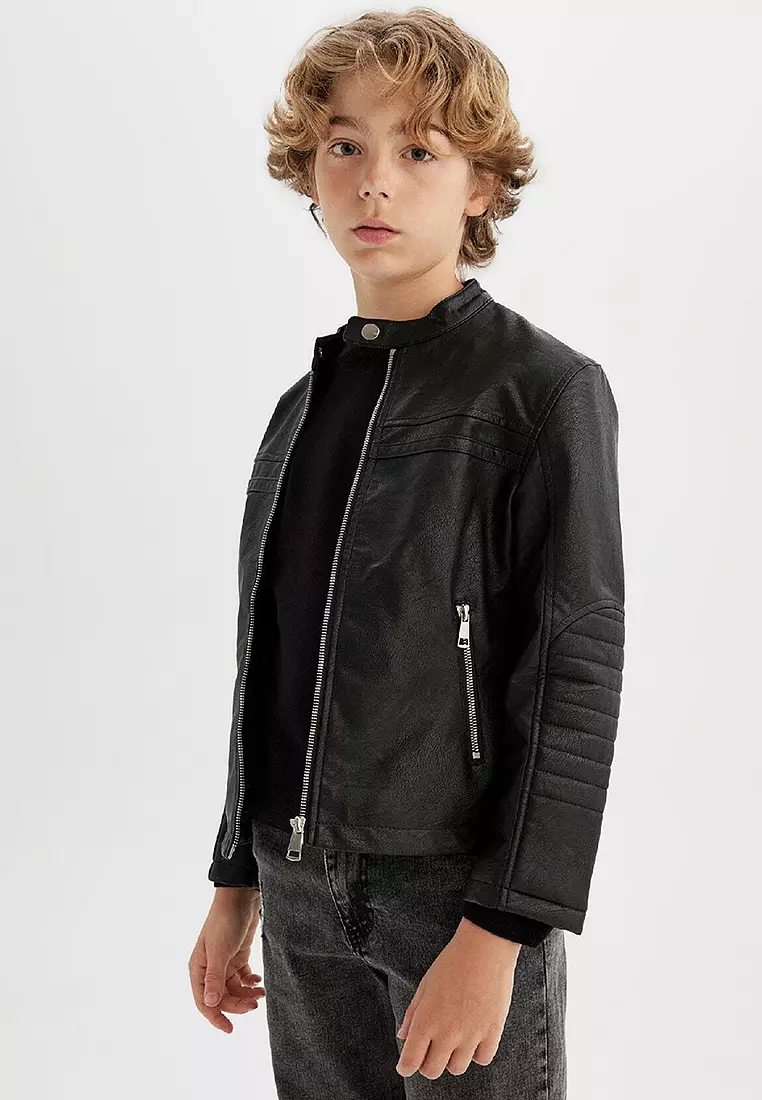 Water Repellent Faux Leather Jacket Coat