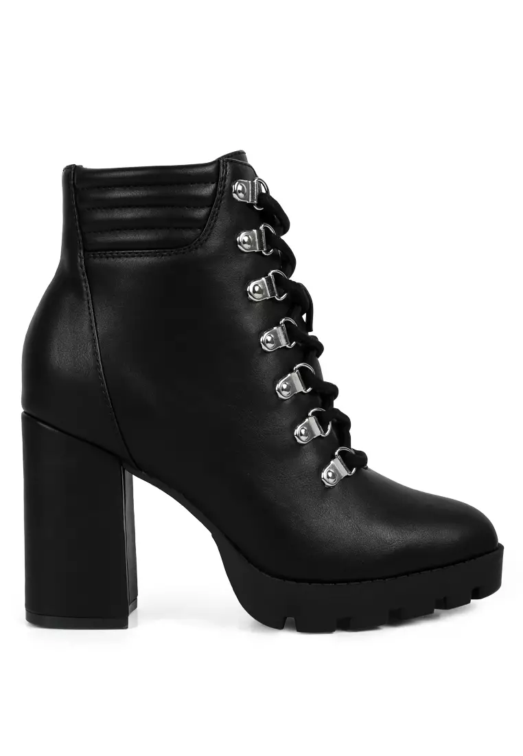 Buy London Rag Black Lace Up Block Heel Boots 2023 Online | ZALORA ...