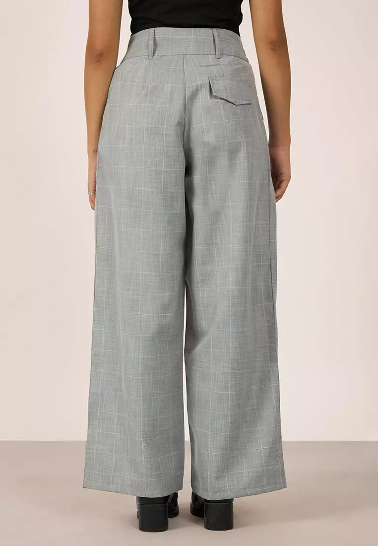 VIRGIO Viscose Stretch Grey Flared Pant