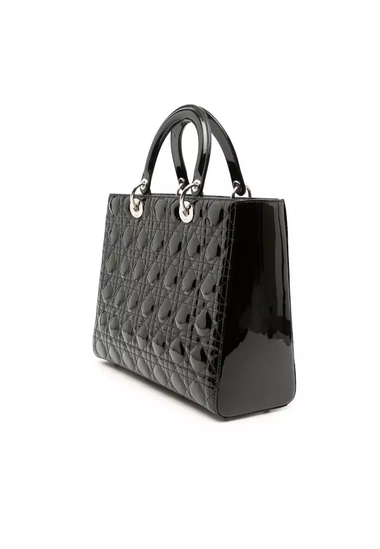 Pre-Loved Dior Large Patent Cannage Lady Dior