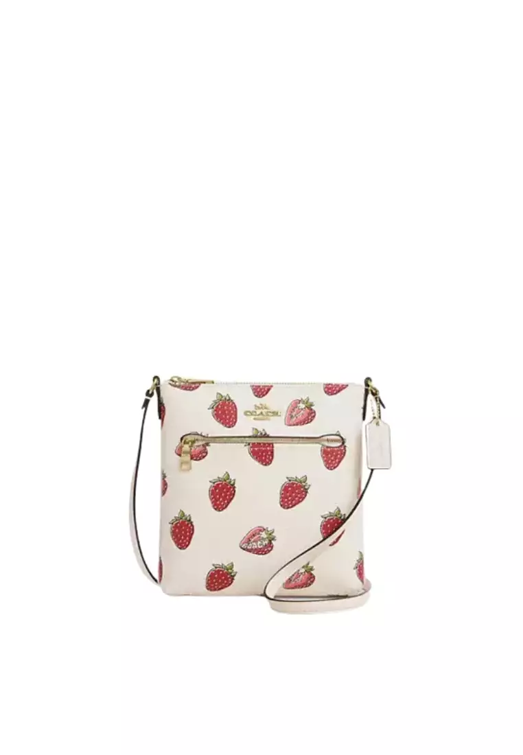 Buy Coach Coach Mini Rowan File Bag With Strawberry Print In Chalk
