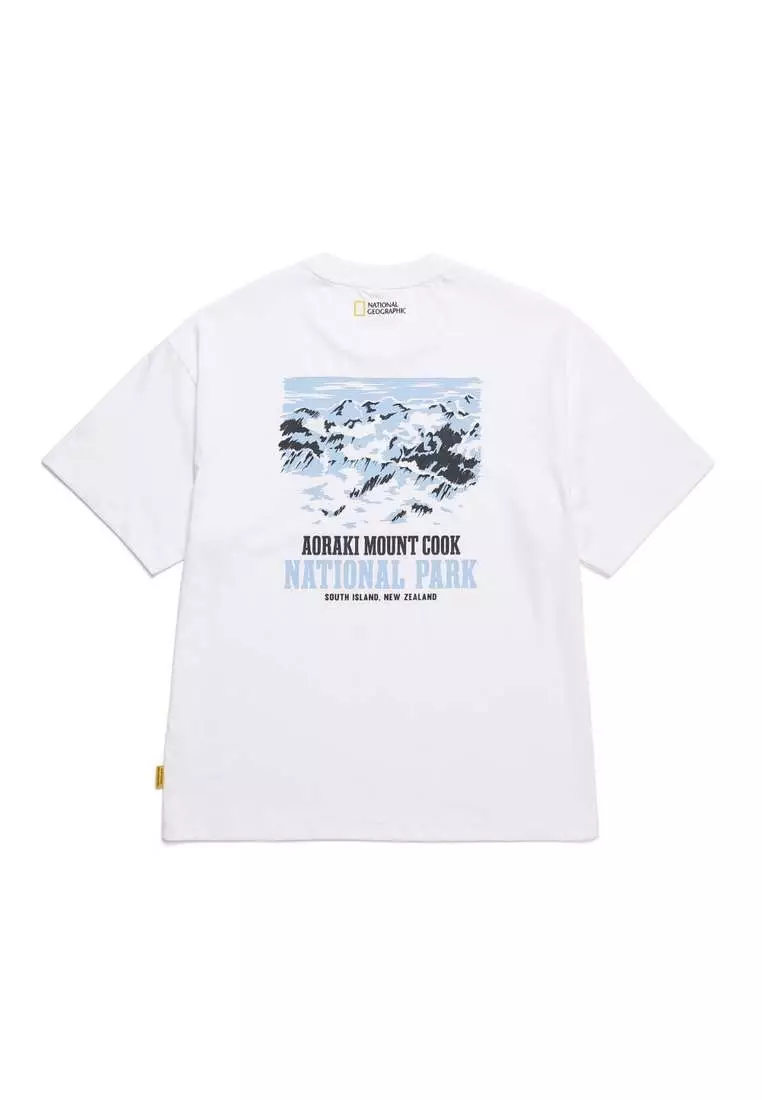 男女同款國家公園圖案半寬鬆短袖T恤