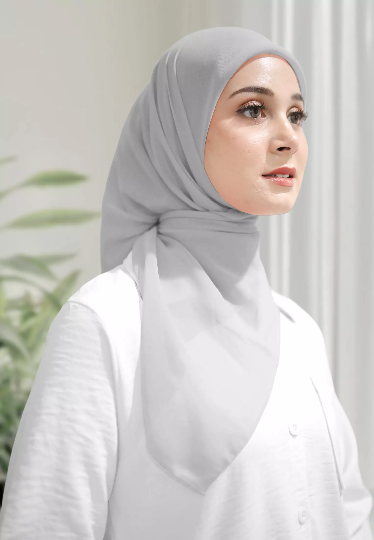 Haura Scarf Paris | Hijab Segiempat | Plain Paris Hijab Polos - Arctic Grey