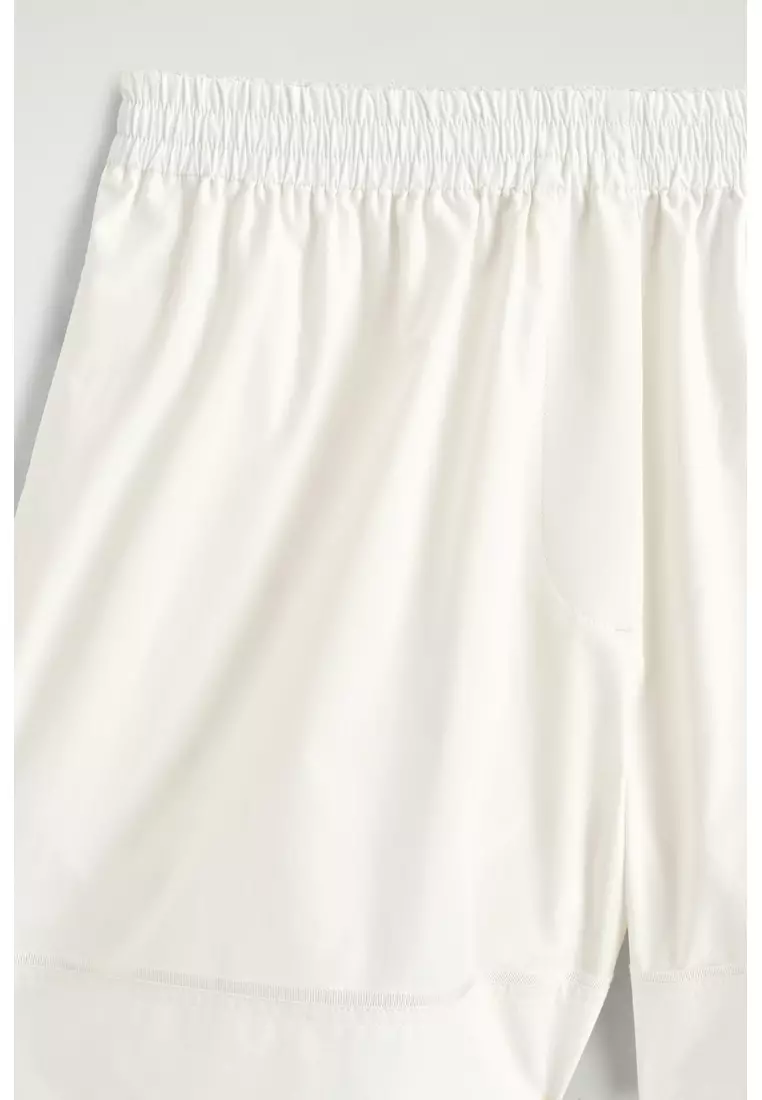 ELASTICATED GROSGRAIN-DETAIL COTTON SHORTS