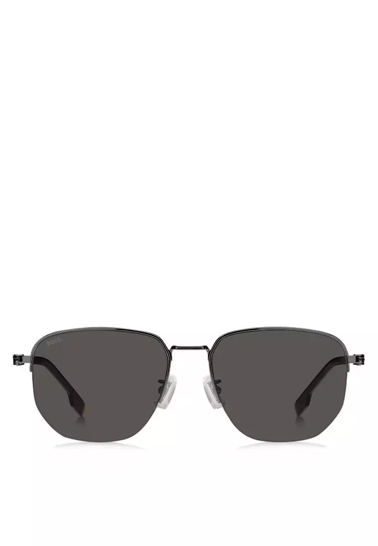 BOSS Sunglasses BOSS 1538/F/SK-V81-IR, Rectangular Geometrical Sharp with Dark Ruthenium Black color